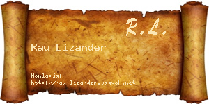 Rau Lizander névjegykártya